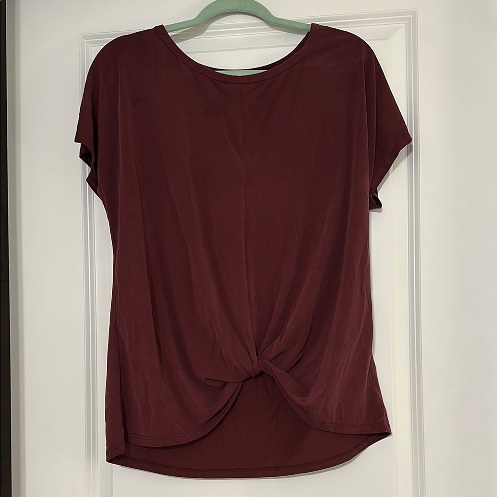 Women's Burgundy Knot Front Top